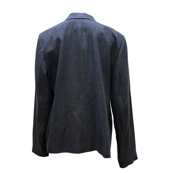 NWT Lafayette 148 Wool & Linen Blend Blazer Jacket Blue Size 18 - Picture 2 of 7